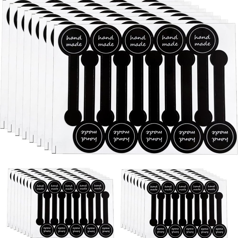 300 Pcs Handmade food baking label stickers - Black Striped Long Label Packaging
